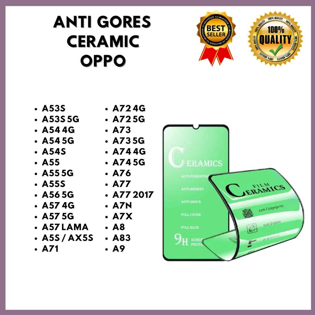 กระจกนิรภัยเซรามิค -Anti-Shatter OPPO A53S-A53S 5G-A54 4G-A54 5G-A54S-A55 5G-A55S-A56 5G-A73 4G-A57 