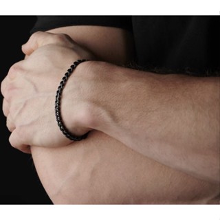 สร้อยเลสสีดำ stainless steel black bracelet เลสข้อมือ สร้อยข้อมือเลสแท้ ไม่ลอกไม่ดำ ใส่อาบน้ำได้