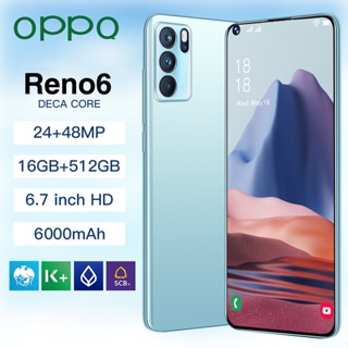 โทรศัพท์ OPPQ Reno6 สมาร์ทโฟน 16+512GB ราคาถูกโทรศัพท์มือถือ Android สมาร์ทโฟนจอใหญ่ สองซิม มือถือ