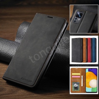 เคสโทรศัพท์หนัง ฝาพับ พร้อมช่องใส่บัตร และขาตั้ง หรูหรา สําหรับ Xiaomi Mi 12T Pro Xiaomi12T Mi12T 5G 2022