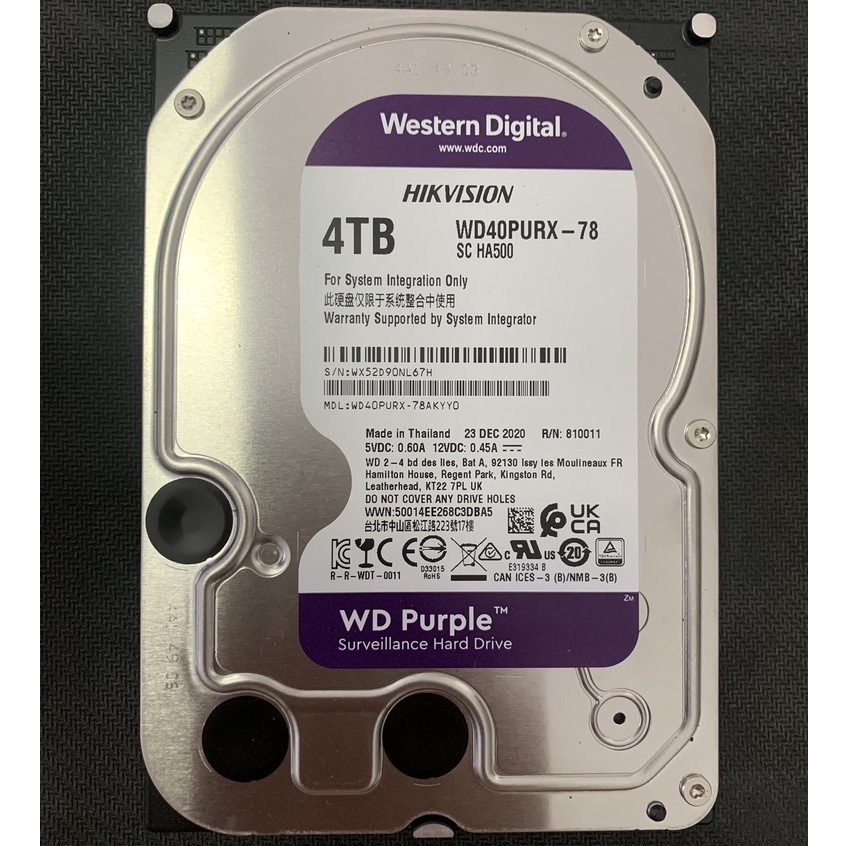 WD Purple ขนาด 4 TB (WD40PURX) Harddisk (HDD) Western Digital (WD) มือสอง มีประกัน จัดส่งฟรี !! 🔥
