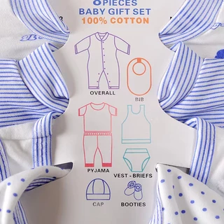 Babyonline(Y313)P2 (ส่งด่วน1วัน)ชุดบอดี้สูทเด็กทารกแรกเกิด1เซ็ต8ชิ้น ผ้าฝ้าย นิ่ม อ่อนโยนต่อผิว