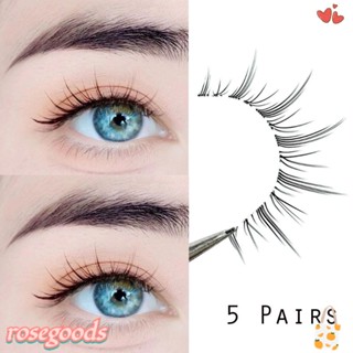 Rose ขนตาปลอม 5 คู่ เครื่องมือต่อขนตา Air Sense Lashes Natural Eyelashes Littele Devils Manga