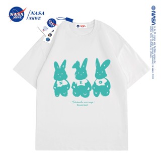 เสื้อยืดแขนสั้น พิมพ์ลาย NASA แฟชั่นฤดูร้อน สําหรับผู้ชาย และผู้หญิง