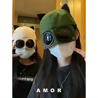 Tiktok หมวกเบสบอล หูแมว นักบิน แว่นกันแดด หมวก unisex ฤดูใบไม้ผลิและฤดูใบไม้ร่วง แว่นตาผู้หญิง