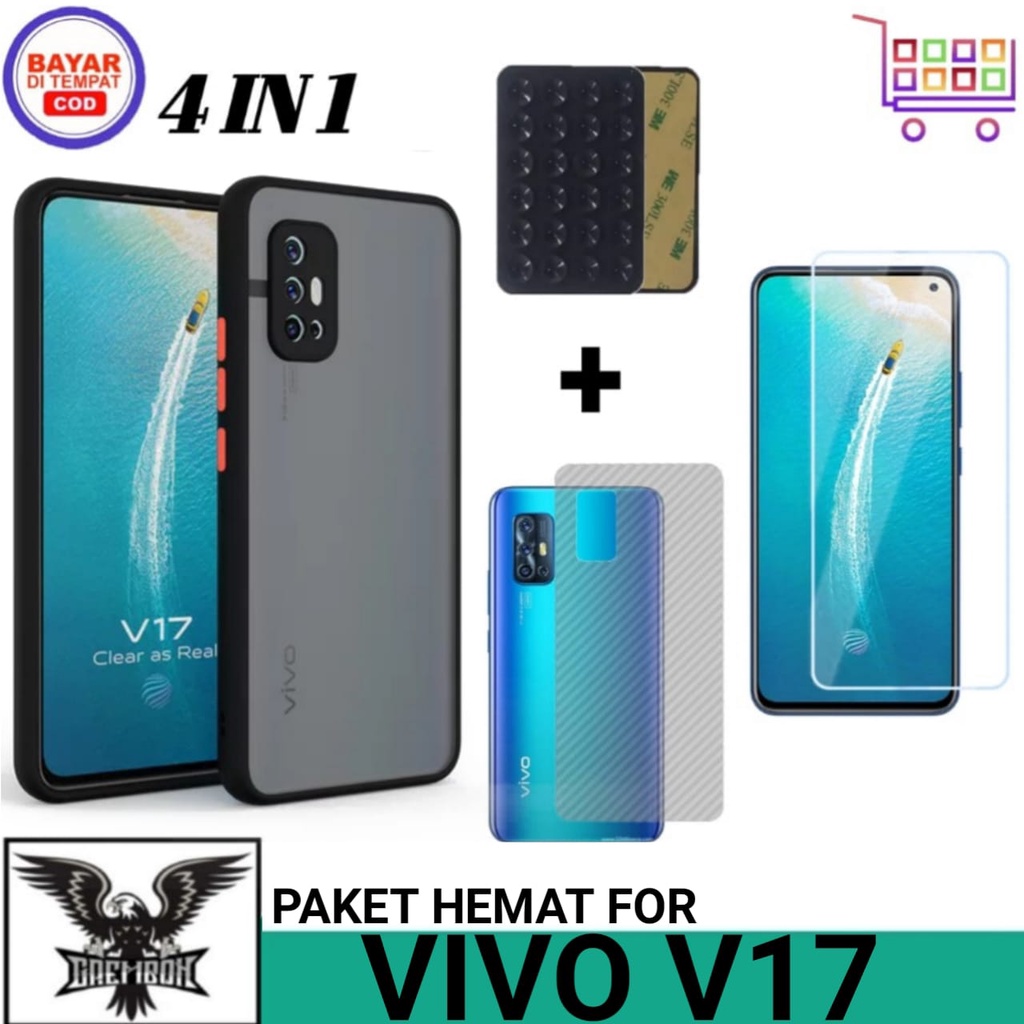 4IN1 SOFT CASE PACKAGE VIVO V17 CASE AERO DOVE ฟรีกระจกนิรภัย + GARSKIN และ OCTOPUS