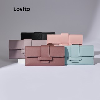 Lovito กระเป๋าสตางค์ แบบพับสามทบ สไตล์มินิมอล เรียบหรู สําหรับผู้หญิง L38BA32 (สีชมพูอ่อน)