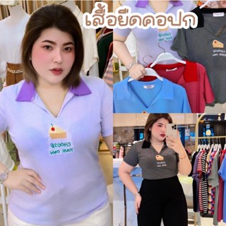 เสื้อเสื้อคอปก เสื้อคอปกสาวอวบ อก 32-42