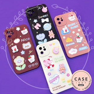 เคส 7+ 11 14 14+ 14 Pro 14 Pro Maxเคสมือถือนิ่ม TPU กันเลนส์กล้องนูนลายการ์ตูน ติดอะไหล่หมี กระต่ายน่ารัก