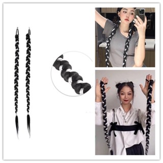 COD Ready Stock 70CM 2PC Punkstyle Hip-pop Twisted Braid Boxing Wig Double Ponytail Long Wig Girls Fashion Accessories