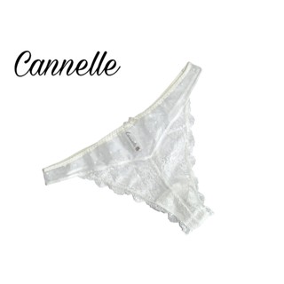 Cannelle Lingerie Panty กางเกงชั้นในเซ๊กซี่ ลูกไม้ ซีทรู ผ้าดีงานส่งออก Size M ทรง Thong สีขาวมีโบว์  Size S L XL