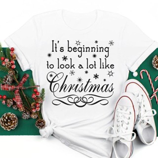 เสื้อยืดสีขาวผู้หญิง Camiseta con estampado de Feliz Navidad para mujer, remera con estampado de Feliz Año Nuevo, player