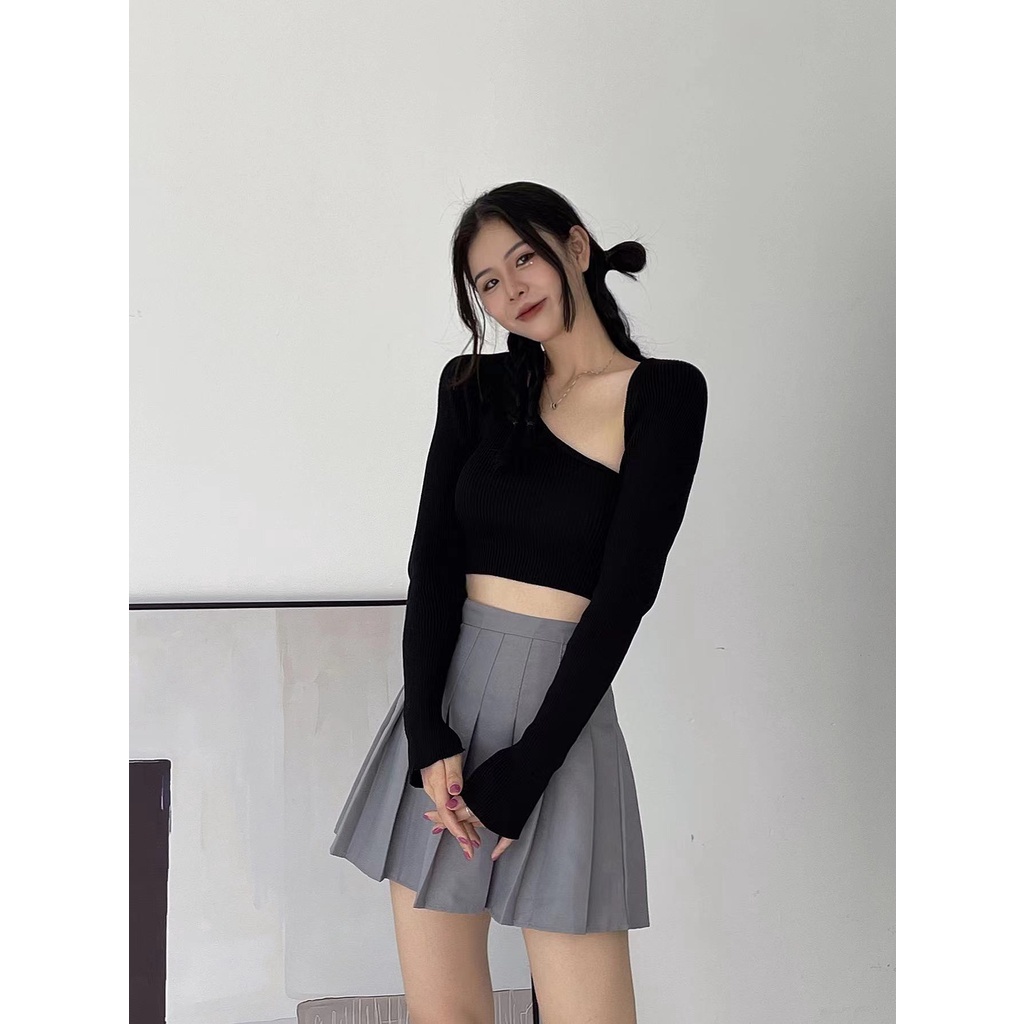 Cici ❣🇹🇭🚚พร้อมส่ง❣(A1178) SET 2 ชิ้นเสื้้อคลุม+สายเดี่ยวข้างเดียว เซทนี้คือสวยปังมากสีชัดแจ่มใส่เต้นหรือจับแมทซ์กางเกงคือดีย์