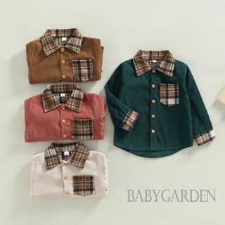 Babygarden-1-5 ปี เสื้อเชิ้ตเด็กผู้ชาย แขนยาว ลายสก๊อต คอปกพับ กระดุมปิด ทนทาน