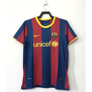 เสื้อกีฬาแขนสั้น ลายทีมชาติฟุตบอล Barcelona 10-11 ชุดเหย้า S-XXL ชุดเหย้า AAA สไตล์เรโทร คลาสสิก