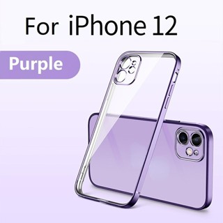 Electroplate Transparent เคส iPhone 13 Pro Max Soft Case Lens Protect เคส iPhone 12 Pro Max TPU Case iPhone 13 mini Phone Case เคสกันกระแทก