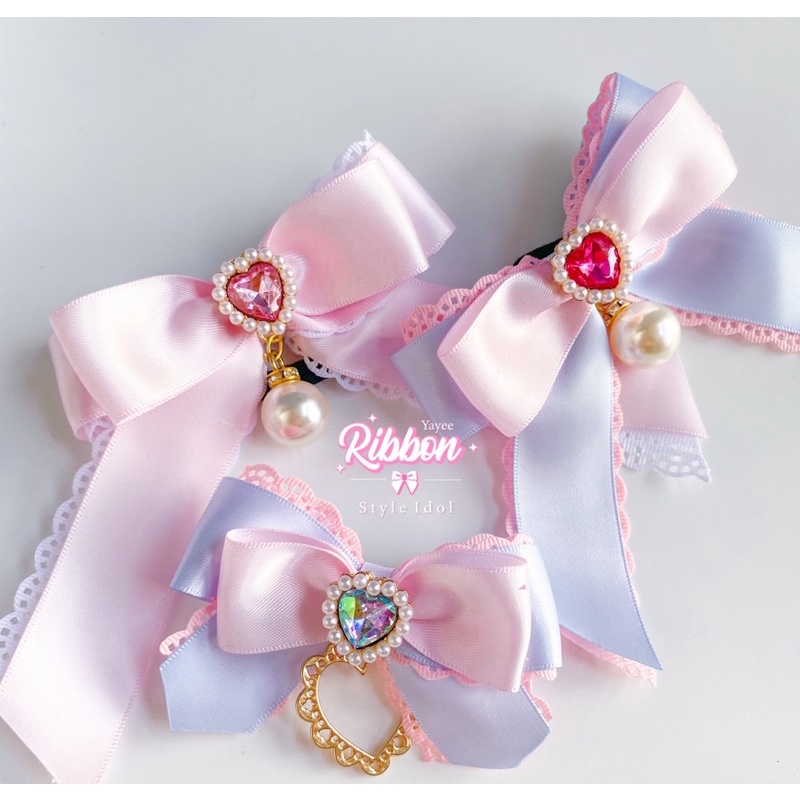 โบว์ติดเเท่งไฟ/ติดผม/ติดไมค์ ติดคอเสื้อ สไตล์ญี่ปุ่น งานHandmadeของร้านRibbon Style Idol