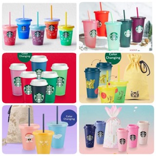 Starbucks Reusable Color Changing Cold Cup Sakura Christmas 16 oz. tiger สตาร์บัค​ แก้วรียูส​ เปลี่ยนสี​ stopper