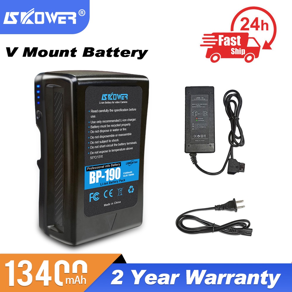 SKOWER 14.8V 198Wh(13400mAh) BP-190 V-Mount V-Lock V-Shape V Mount Rechargeable Li-ion Battery With USB Port D-Tap Cha #8