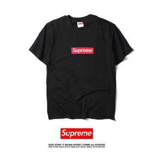 เสื้อยืดแขนสั้น ปักลายโลโก้ Supreme Box สีเขียว