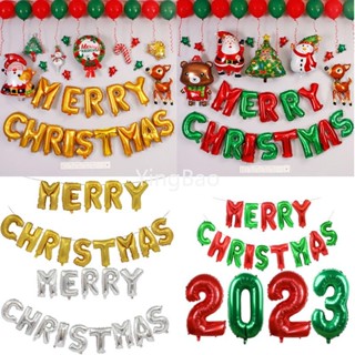 ลูกโป่งฟอยล์อลูมิเนียม ลาย MERRY CHRISTMAS ขนาด 16 นิ้ว สําหรับตกแต่งบ้าน ปาร์ตี้ปีใหม่ 2023