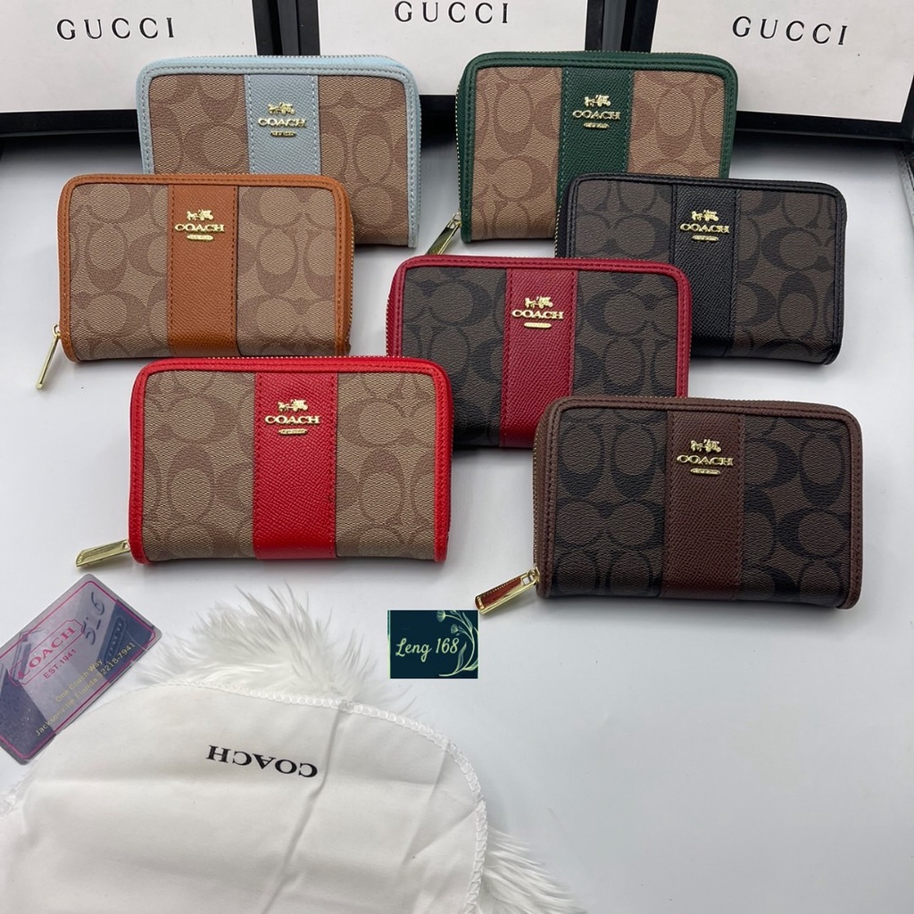 กระเป๋าสตางค์ผู้หญิงใบกลาง coach สินค้าพร้อมส่ง พร้อมกล่อง ถุงผ้า งานเกรดพี่เมียม ขนาด5.5นิ้ว