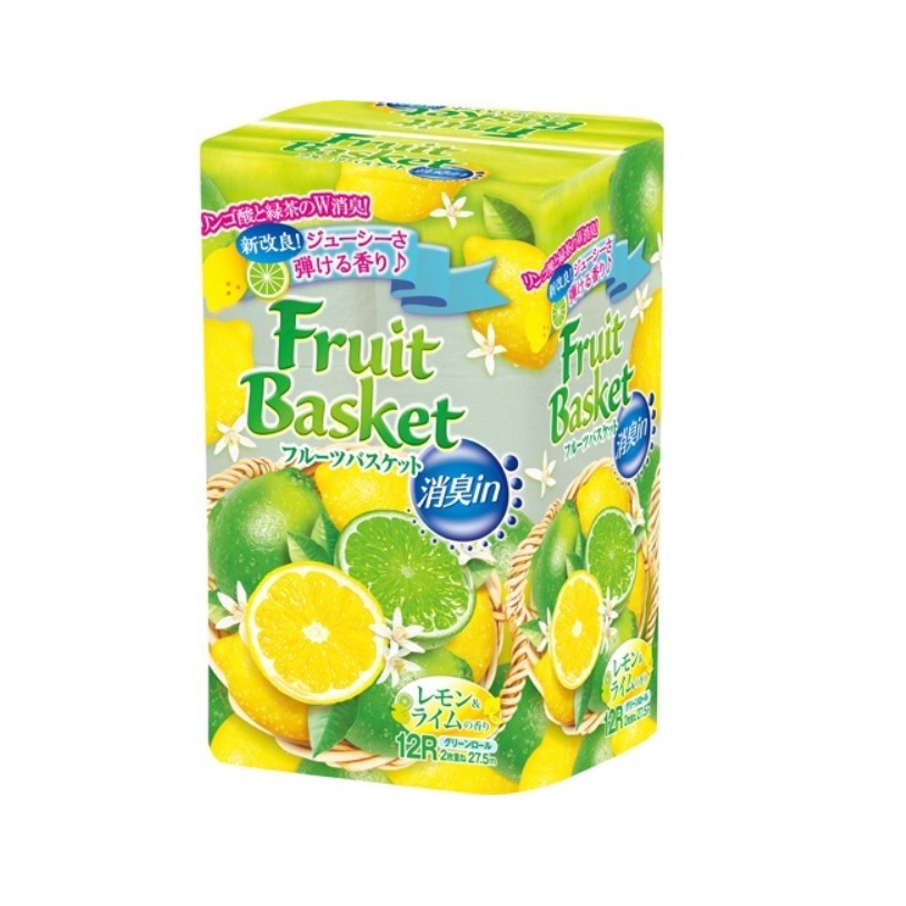Marutomi Fruit basket toilet paper Lemon Lime 12R W กระดาษชำระ กลิ่นเลมอน ไลม์ 12 ม้วน