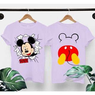 เสื้อยืด ผ้าฝ้าย พิมพ์ลาย Mickey LILAC 30s ไซซ์ L สําหรับผู้หญิง ผู้ใหญ่