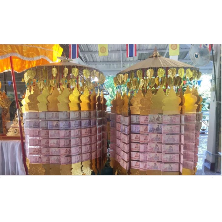 ขายส่ง 100 ชิ้น ตุงเงิน ตุงทอง ตุงใส่เงิน ตุงใส่ธนบัตร สำหรับทำบุญ ผ้าป่า , กฐิน งานบวช สีเงิน และสีทอง