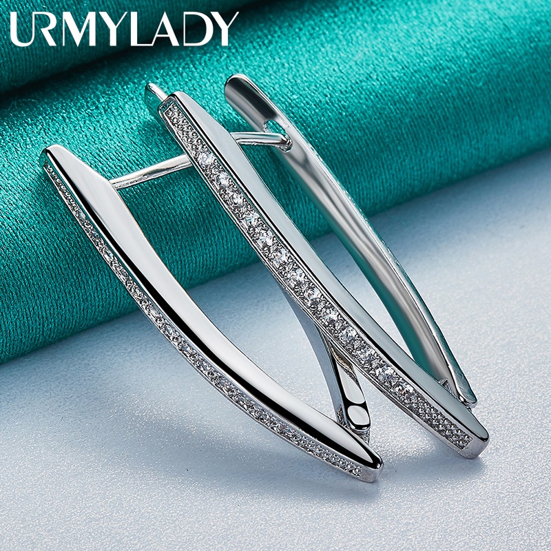 Urmylady ต่างหูเงินแท้ 925 ประดับเพทาย AAA เครื่องประดับแฟชั่น สําหรับผู้หญิง งานแต่งงาน งานหมั้น