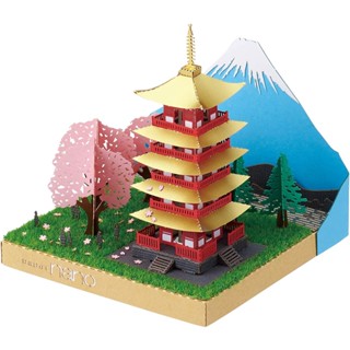 Direct from Japan Paper Nano Five-storied pagoda and cherry blossoms with a view of Mt. Fuji PN-144