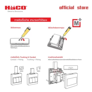 HACO ชุดเต้ารับคู่ 3 ขา + สวิตช์ทางเดียว รุ่น M4N-E21