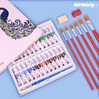 สีอะคริลิค ชุดสีอะคริลิค 12ml 12สี24สี memory สีน้ำอะคริลิค สีน้ำ