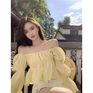 ส่งทันที Cici(NO. 1824)เสื้อคอเหลี่ยม สม็อคช่วงอก แต่งแขนสม็อค เนื้อผ้าใส่สบาย งานสวย