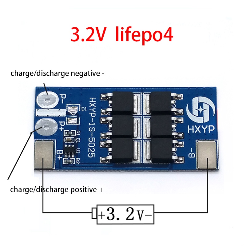 1s 3.2V 25A lifepo4 แบตเตอรี่ลิเธียมเหล็กฟอสเฟตบอร์ดป้องกันแบตเตอรี่ 1 เซลล์ 3.6V ป้องกันการชาร์จเกินโมดูลป้องกันจอแสดงผล