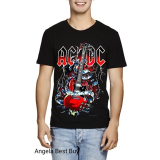 เสื้อยืดผ้าฝ้ายพิมพ์ลายแฟชั่น Nts ACDC ROCK BAND GUITAR เสื้อยืด คุณภาพสูง 100% (แบรนด์ใหม่)