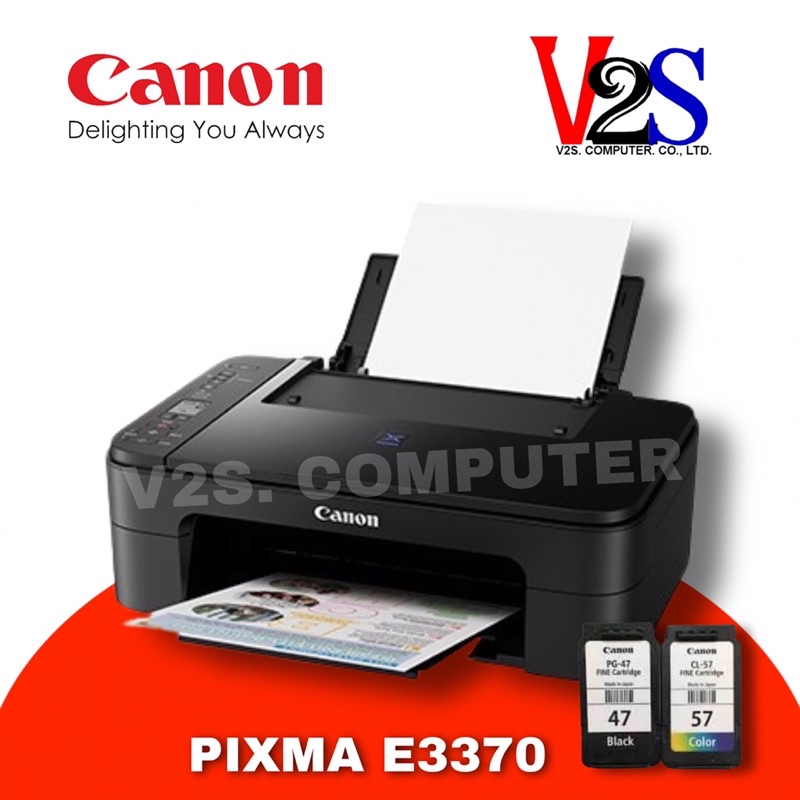 Canon PIXMA รุ่น E3370 AIO Wi-Fi มัลติฟังก์ชั่นอิงค์เจ็ท 3 IN 1 หมึกแท้พร้อมใช้ 