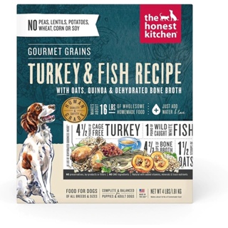 อาหารสุนัข The Honest Kitchen สูตร Gourmet Grains Turkey &amp; Fish Recipe Dehydrated Dog Food ขนาด 1.8 kg