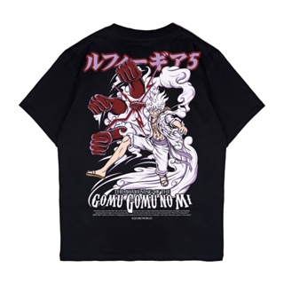 เสื้อยืดผู้ชาย เสื้อยืด พิมพ์ลายอนิเมะวันพีช Kizaru LUFFY GEAR 5 S-5XL