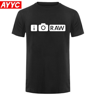 เสื้อยืดแขนสั้น ผ้าฝ้าย พิมพ์ลาย I Shoot RAW สําหรับผู้ชายS-5XL