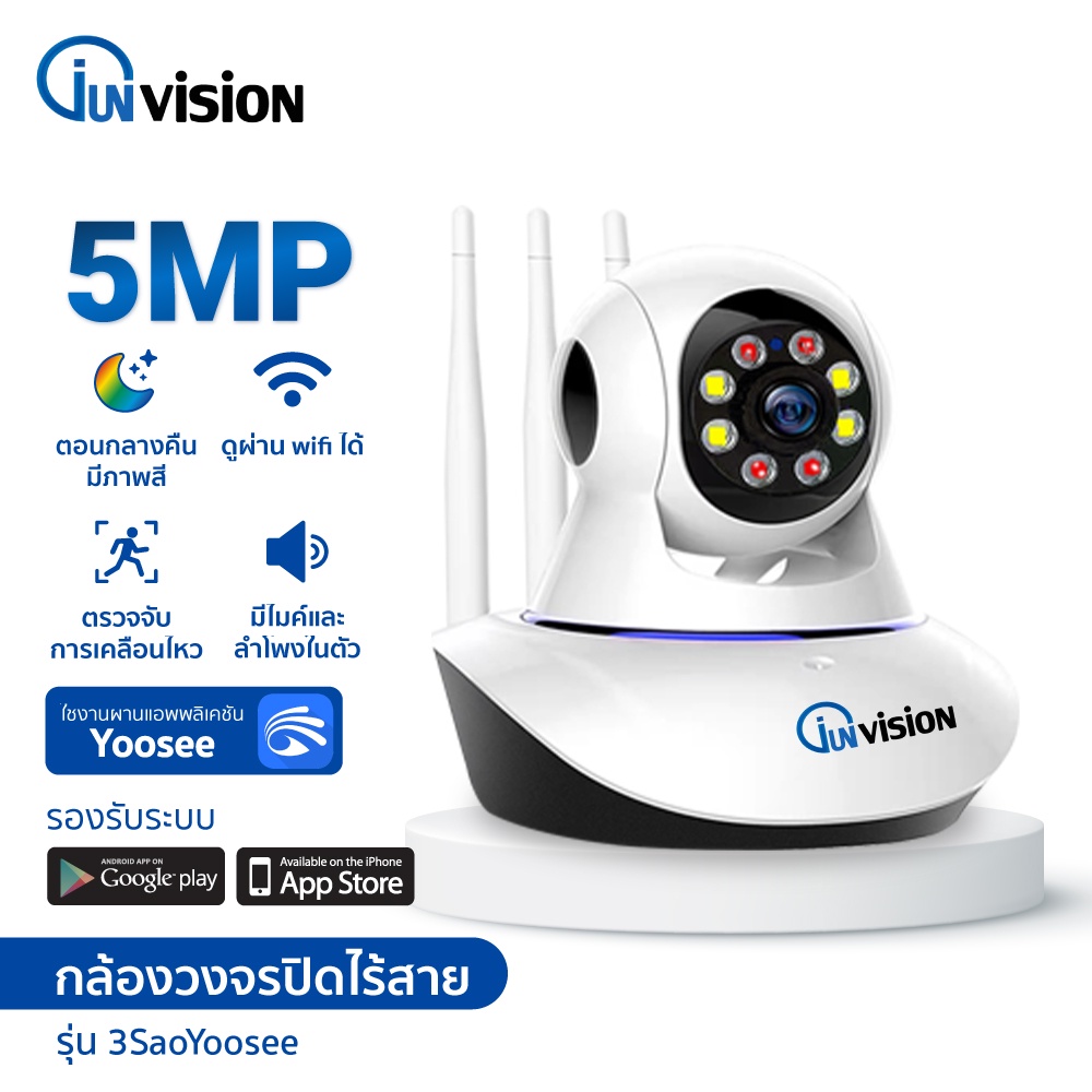 Junanvision กล้องวงจรปิดไร้สาย 5MP Full color รองรับภาษาไทย ติดตั้งง่าย WIFI 2.4G หมุนได้360