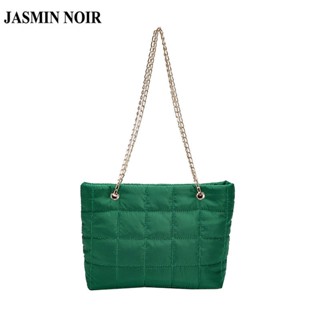 Jasmin NOIR กระเป๋าสะพายไหล่ ผ้าฝ้าย แต่งสายโซ่ ขนาดใหญ่ แฟชั่นสําหรับสตรี