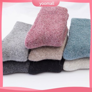 [YOOMALL] ถุงเท้า ผ้าวูล แบบหนานุ่ม ให้ความอบอุ่น สีพื้น แฟชั่นฤดูหนาว สําหรับผู้หญิง