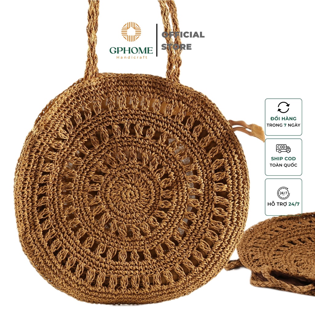 กระเป๋าสะพาย GPHOME ROUND พร้อม UNIQUE DRUM PATTERN BEACH FASHION