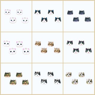 จี้สร้อยคอ สร้อยข้อมือ ต่างหู โลหะผสม รูปลูกแมวน่ารัก DIY 4 ชิ้น
