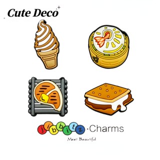 CROCS 【Cute Deco】อุปกรณ์เสริม รูปการ์ตูนกุ้ง ขนมปัง บาร์บีคิว แซนวิช ไอศกรีม ไอศกรีม กระดุมน่ารัก (4 แบบ)