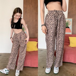 summer pant กางเกงขายาว ลายจุดเสือดาว เนื้อผ้าดีมีน้ำหนักทรงสวยมากๆค่ะ