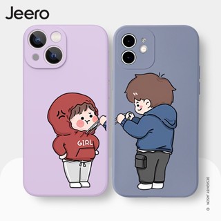 Jeero เคสคู่ เคสไอโฟน คู่รัก กันกระแทกซิลิโคนนุ่มการ์ตูนน่ารักตลก เคสโทรศัพท์ Compatible for iPhone 15 14 13 12 11 Pro Max SE 2020 X XR XS 8 7 6 6S Plus พลัส HFE1523