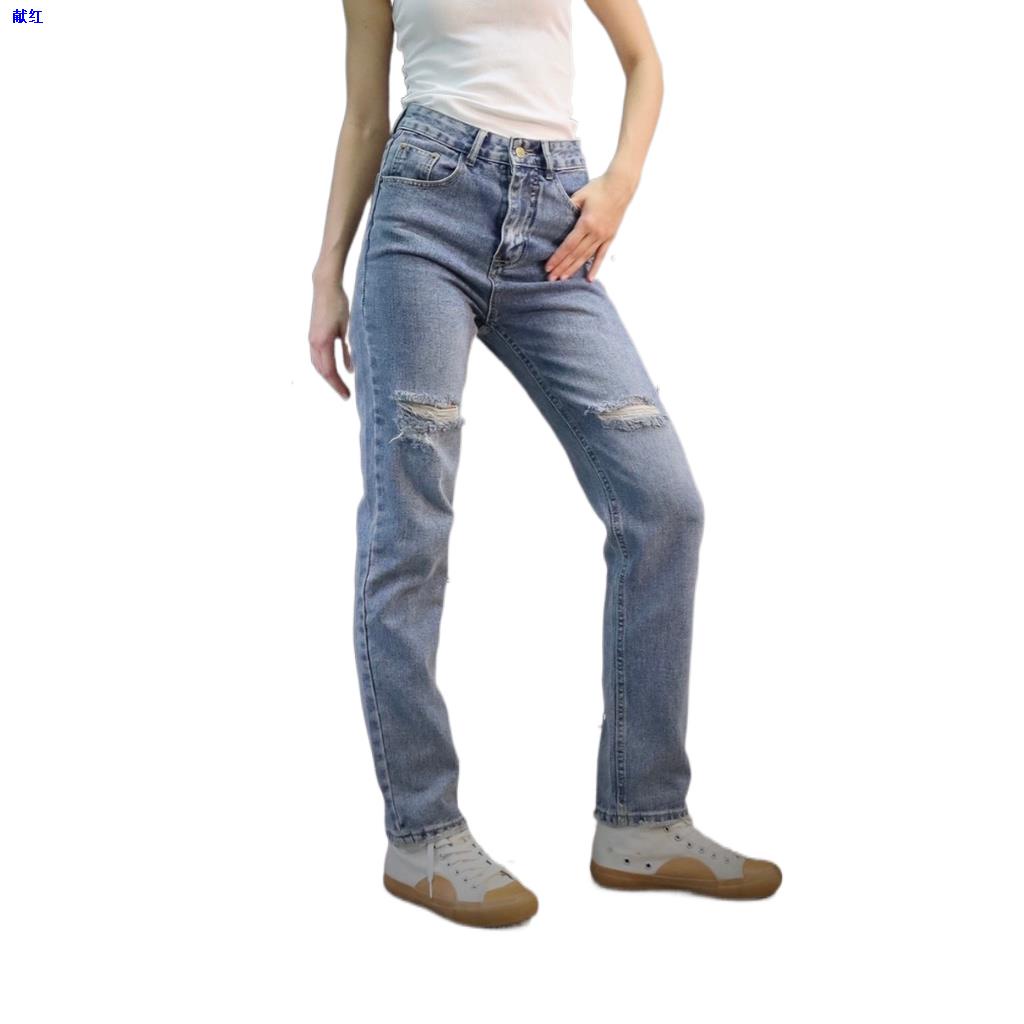 พิเศษร้านค้าใหม่G010 (G) กางเกงยีนส์ผู้หญิง ทรงกระบอกเล็ก เอวสูง​ Lady Jeans Straight Cropped (Gasoline &amp; Garage) ปั๊มน้