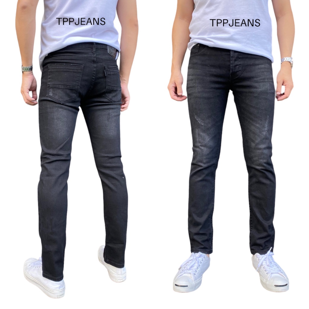 JEANSEXPRESS L Men's Skinny กางเกงยีนส์ชายสีดำฟอกทรงสกินนี่ ผ้ายืด เป้ากระดุม Size 28-36 รับชำระปลายทาง
